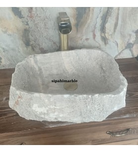 Gümüş Traverten Lüx Şekilsiz Lavabo (Beton Gri)