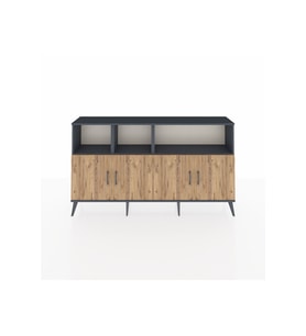 Arges Konsol 6 Raflı 4 Kapaklı 176x30x99 Antrasit-Çam/Antrasit