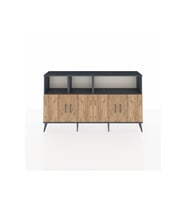 Arges Konsol 6 Raflı 4 Kapaklı 176x30x99 Antrasit-Çam/Antrasit