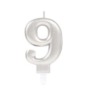 9 Rakamı Mum Gümüş Renk (Karışık)