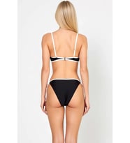 Kadın Bikini Takımı Üçgen Kap Kolsuz Normal Bel Slip Alt Kontrast Şerit Detaylı Klora Suya Dayanıklı