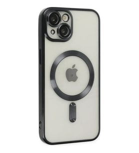 Ally iPhone 14 Plus 6.7inç Renkli Kenar Lazer Çerçeveli Magsafe Uyumlu Silikon Kılıf (Altın / Dore)