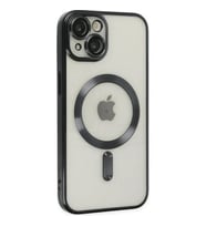 Ally iPhone 14 Plus 6.7inç Renkli Kenar Lazer Çerçeveli Magsafe Uyumlu Silikon Kılıf (Altın / Dore)