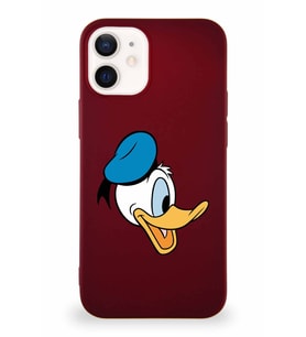 Apple iPhone 12 Mini Soft Premier Kapak Donald Duck-F Tasarımlı Silikon Kılıf - Mürdüm (Şeffaf)