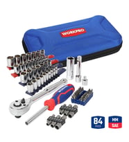 WORKPRO WP209006 84 Parça 3/8’’ 1/4’’ CR-V Metrik/İnç Profesyonel Lokma ve Bits Uç Takımı