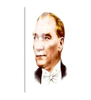 Tamperli Gerçek Cam Tablo Atatürk Papyonlu Çizim Atatürk Tablosu Duvar Dekoru
