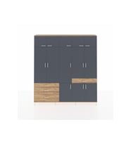 Arges Dolap 8 Raflı 4 Çekmeceli 3 Askılı 220x30x243 Çam-Antrasit/Çam