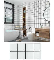 60x30cm Shiny Siyah Çizgili Beyaz Kare Yapışkanlı Karavan Prefabrik Banyo Wc Duvar Kaplama Paneli