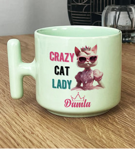 Kişiye Özel Crazy Cat Lady Hediye Pastel T Kupa Arkadaşa Hediye (Yeşil)