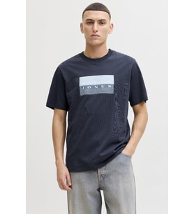Jack & Jones JCOFUSION Dots Print Erkek Tişört Bisiklet Yaka Kısa Kollu (Lacivert)