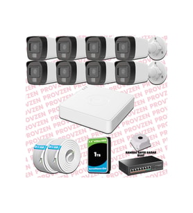 Provzen Hikvision 8 Kameralı IP Full HD Renkli Güvenlik Kamerası Mikrofonlu