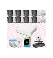 Provzen Hikvision 8 Kameralı IP Full HD Renkli Güvenlik Kamerası Mikrofonlu