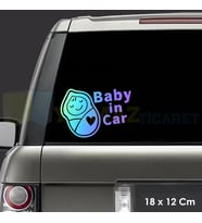 Kundak Uyuyan Bebek Arabada Bebek Var Hologram Oto Sticker Etiket Renkli Etiket Çıkartma 18 x 12 cm
