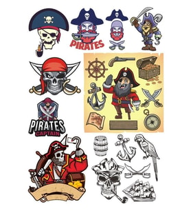 Korsan Kuru Kafa Sticker Set 15 Parça Telefon, Tablet, Defter, Laptop Sticker