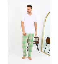 Akbeniz Erkek Ekoseli Desen Penye Tek Alt Pijama 27540 Yeşil