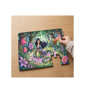 Ormanda Güzel Şahmeran Tasarımlı 24 Parça Ahşap Çocuk Puzzle