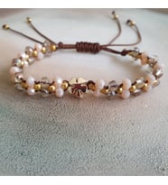 Elsin Desing Kristal Taşlı Yonca Makrome Bileklik