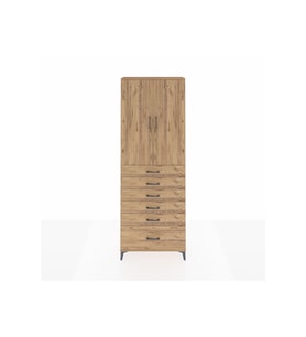 Arges Dolap 3 Raflı 6 Çekmeceli 2 Kapaklı 88x30x243 Çam-Çam