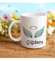 Kişiye Özel Melek Kanatlı Kupa Bardak Lotus Mum & Batmayan Love Küre Kutulu Hediye Seti
