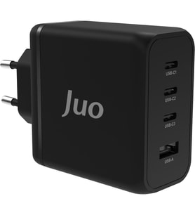Juo 100W 4 Portlu Usb-C + Usb-A Gan Şarj Aleti iPhone & Macbook & Notebook Uyumlu Pd Type-C Hızlı Şarj Cihazı Siyah Teşhir