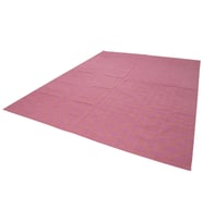 Pembe Halı Salon Kilimi El Dokuma Geometrik Stil Modern Tasarım Yün Pamuk Karışımlı