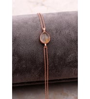 Doğal Sarı Rutil Kuvars Taşlı Damla Mini Rose Gümüş Bileklik 4110