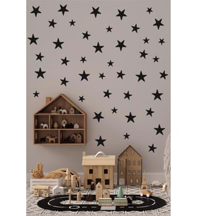 Siyah Yıldız Duvar Çocuk Odası Sticker Dekorasyon  3-4-5 Cm 130 Adet