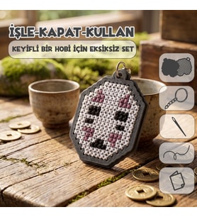 Etamina Anime Hediye Hobi Seti: Kaonashi Yüzsüz Kanaviçe ve Etamin Anahtarlık Kiti
