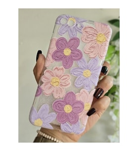 Iphone 7 Plus / 8 Plus Uyumlu Pastel Renkli Çiçekler Desenli Şeffaf Telefon Kılıfı