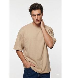 Bisiklet Yaka % 100 Pamuk Relaxed Fit T Shirt Erkek T SHİRT