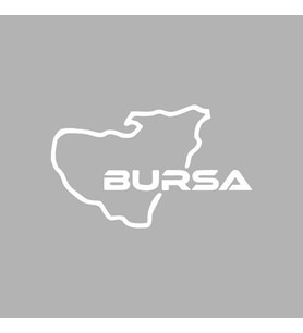 Bursa Harita Araba Sticker siyah 16x11 CM (Beyaz)