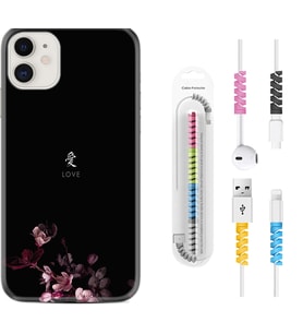 Apple iPhone 11 12 13 Mini Kılıf Kablo Koruma Spiral Silikon Love 1629