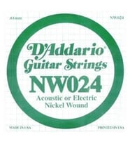 Daddario NW024 Elektro ve Akustik Tek Tel Nickel Wound, (RE), .024