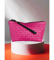 Hasır Desenli Makyaj Çantası ( 27-15 cm) (Lila-Lila-Lila)