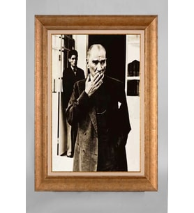 Altın Varaklı Paspartulu Çerçeveli Atatürk Tablo sd768