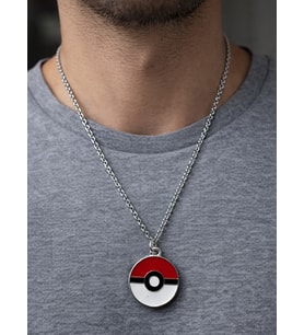 Pokemon Poke Topu Anime Kolye Gümüş Renk 60 cm Zincir Unisex Yetişkin