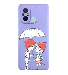 Xiaomi Redmi 12c Uyumlu Lansman Kılıf Aşk Tasarımlı İçi Kadife Kapak-Lila (Şeffaf)