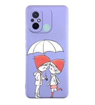 Xiaomi Redmi 12c Uyumlu Lansman Kılıf Aşk Tasarımlı İçi Kadife Kapak-Lila (Şeffaf)