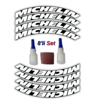 Michelin Otomobil Motosiklet 3D Araç Lastik Jant Yazısı Arma Sticker Şerit  Beyaz _ 8'Li Set
