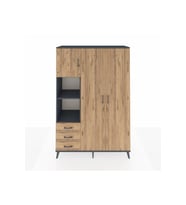 Hyperion Gardrop 6 Raflı 3 Çekmeceli Tek Askılı 132x44x195 Antrasit-Çam