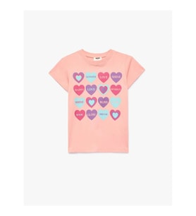 Koton Kalp Baskılı Pembe Kız Çocuk T-Shirt 6SKG10017AK