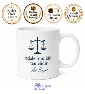 Dünya Hukuk Günü Hakim Savcı Hediye Kupa Bardak Adalet Temalı Özel Tasarım