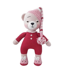 Kırmızı Uykucu Ayı Uyku Arkadaşı Amigurumi Organik Oyuncak