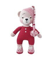 Kırmızı Uykucu Ayı Uyku Arkadaşı Amigurumi Organik Oyuncak