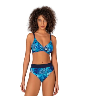 Endeep Kadın Mavi Leopar Desenli Toparlayıcı Bikini Takımı