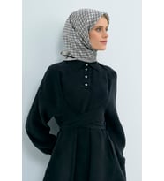 Armine Saf İpek Sura Eşarp-2026 İlkbahar-Yaz- 950200D (Siyah-Krem)