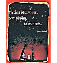 Retro Vintage 5 mm Ahşap Üzerine Yıldızlara Astık Sevdamızı Temalı Poster Tablo 20X30 cm (Çok Renkli)