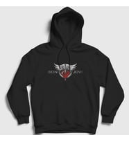 Presmono Unisex Siyah Heart Bon Jovi Kapüşonlu Sweatshirt 20193tt