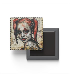 Harley Quinn - Baskılı Buzdolap Magneti Kare - 9x9 cm