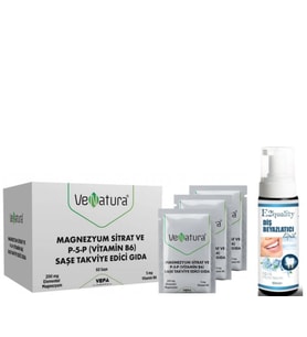 VeNatura Magnezyum Sitrat P-5-P Vitamin B6 60 Saşe - Diş Beyazlatıcı Köpük Hediye